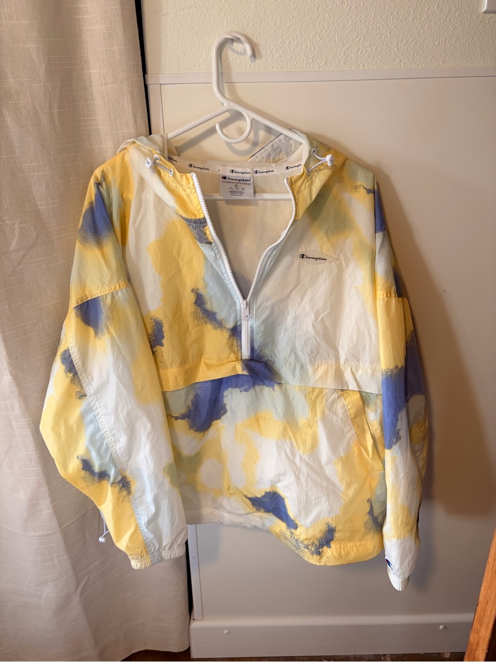 Champion XL Yellow White & Blue Pullover Jacket